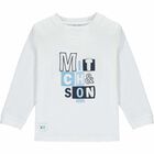 Boys White Logo Long Sleeve Top, 1, hi-res