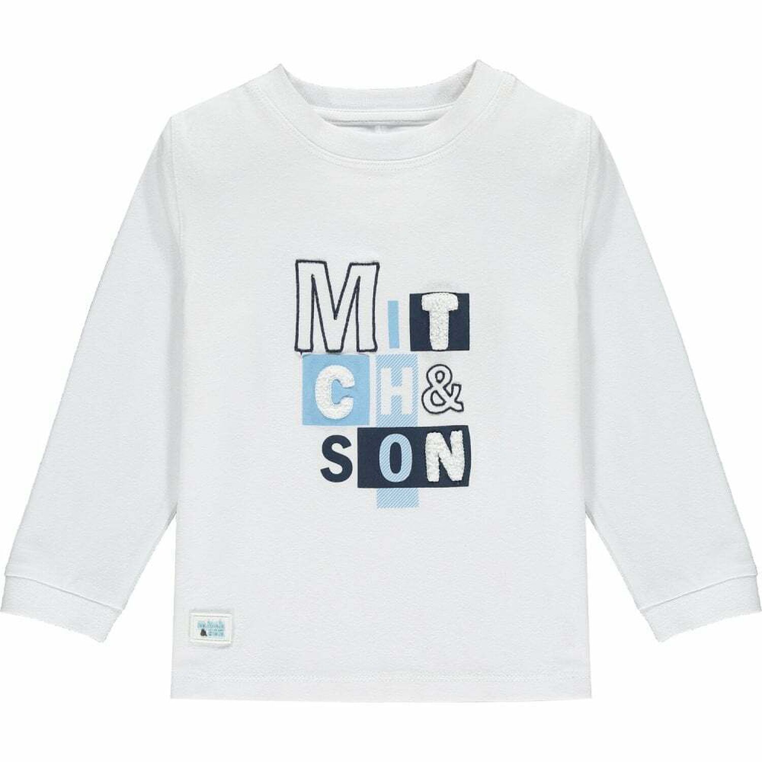 Boys White Logo Long Sleeve Top, 1, hi-res image number null