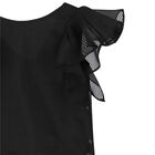 Girls Black Logo Organza Top, 1, hi-res