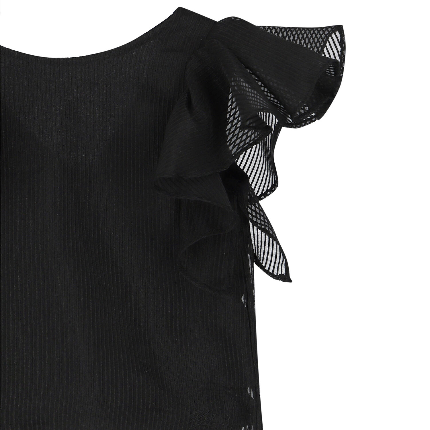 Girls Black Logo Organza Top, 1, hi-res