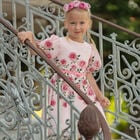 Girls Pink Floral Chiffon Dress, 1, hi-res