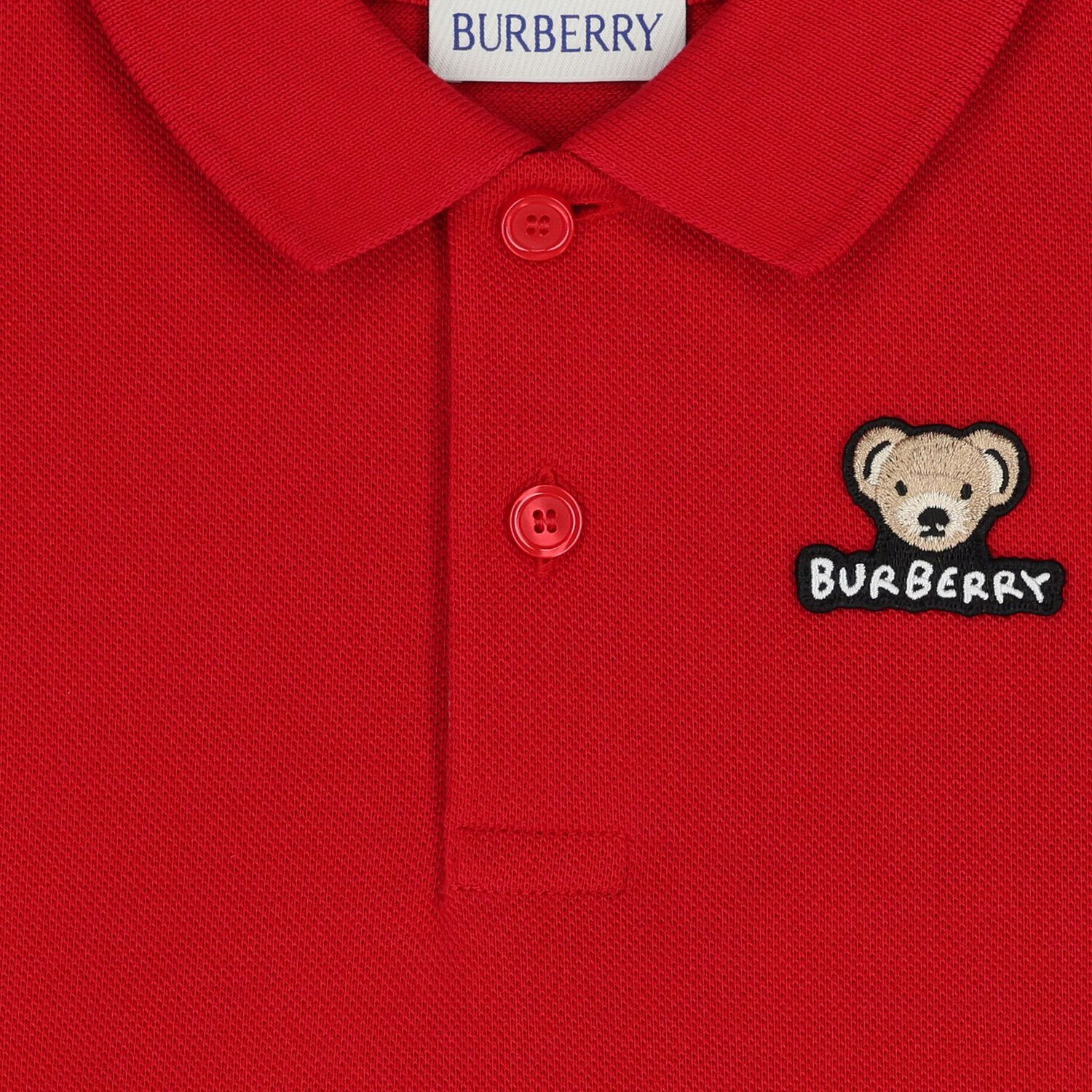 Younger Boys Red Teddy Bear Polo Shirt, 1, hi-res