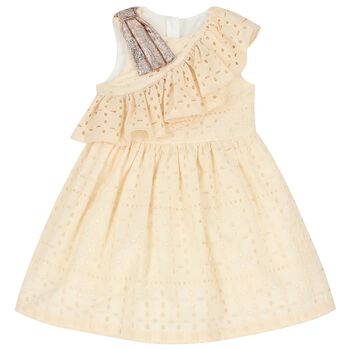 Girls Ivory Broderie Anglaise Ruffle Dress