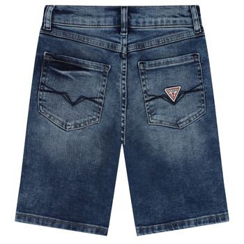 Blue Denim Logo Shorts