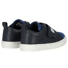 Boys Navy Blue Logo Trainers, 1, hi-res