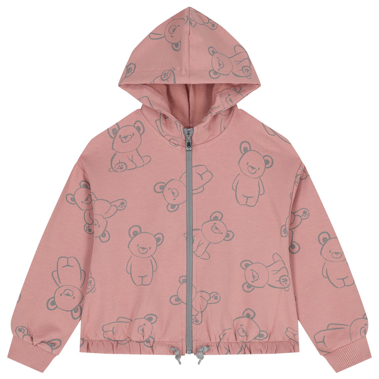 Girls Pink & Grey Teddy Bear 3 Piece Tracksuit, 2, hi-res