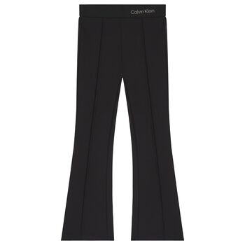 Girls Black Logo Leggings