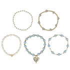 Girls Blue & Gold Beaded Bracelets (5 Pack), 2, hi-res