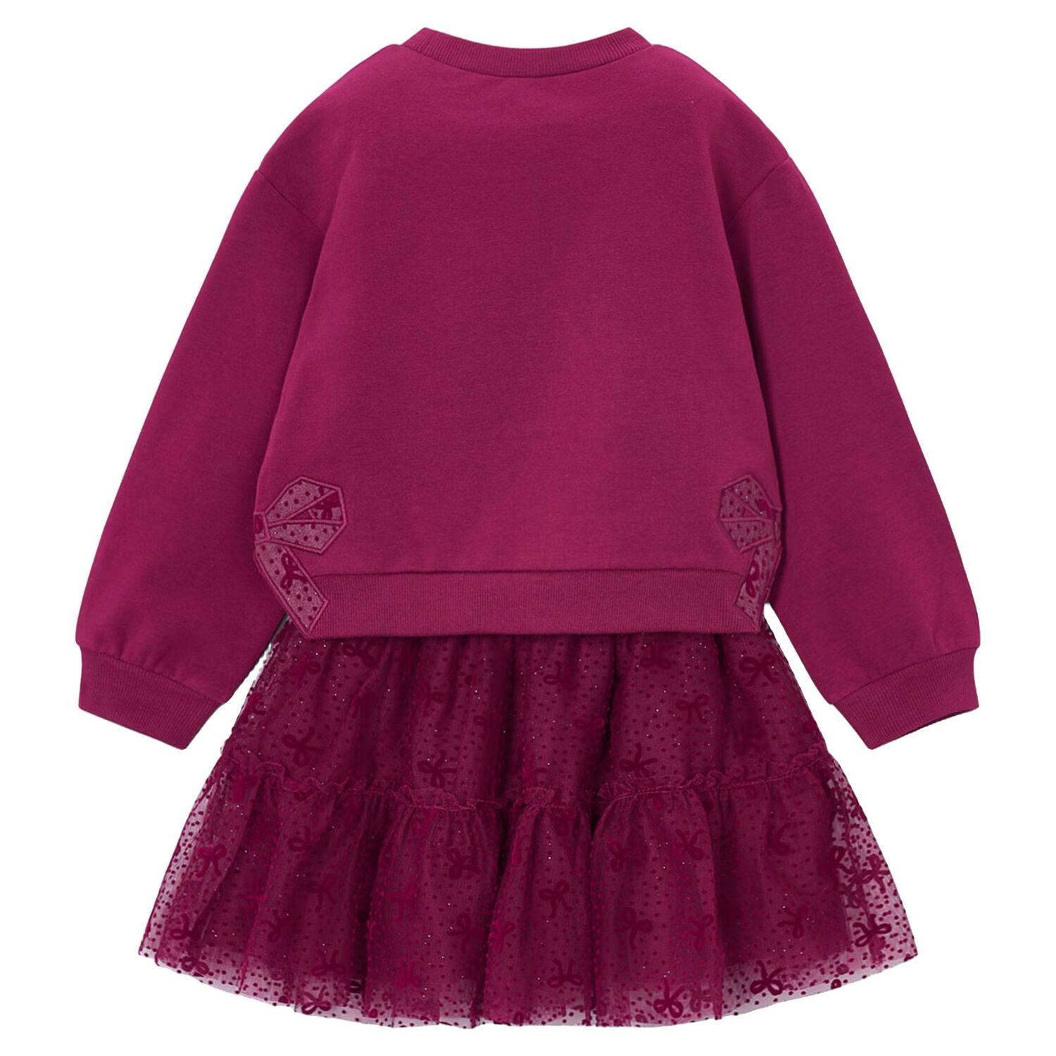 Girls Red Bow Tulle Skirt Set, 1, hi-res
