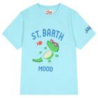 Boys Blue Crocodile Logo T-Shirt, 1, hi-res