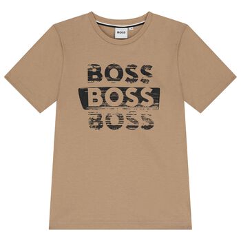 Boys Beige Logo T-Shirt