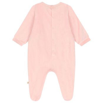 Baby Girls Pink & White Logo Babygrow