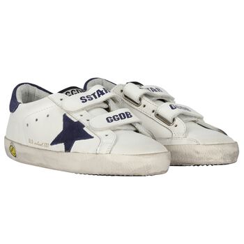 Ivory & Navy Blue Logo Trainers