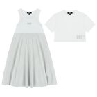 Girls Silver & White 2-In-1 Dress, 1, hi-res
