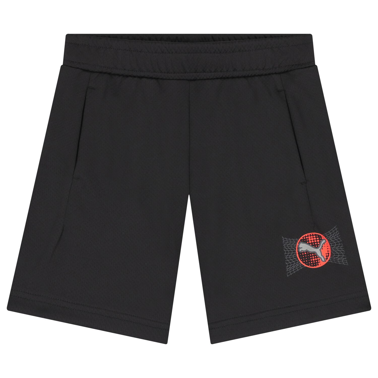 Boys Black Logo Shorts, 1, hi-res