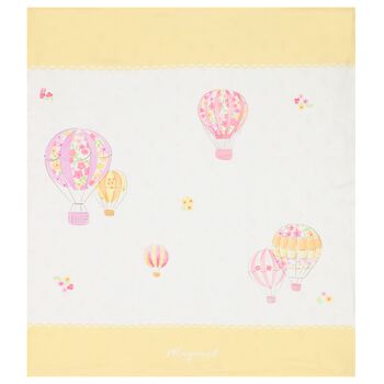 Baby Girls White & Yellow Hot Air Balloon Blanket