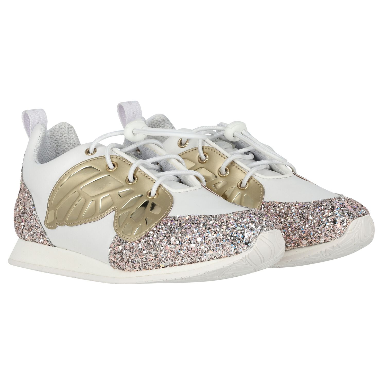 Girls White Embellished Butterfly Trainers, 1, hi-res image number null