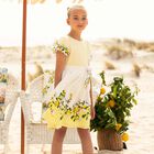 Girls Yellow & White Floral Dress, 1, hi-res