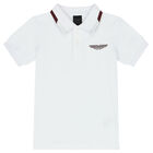 Boys White Aston Martin Logo Polo Shirt, 1, hi-res