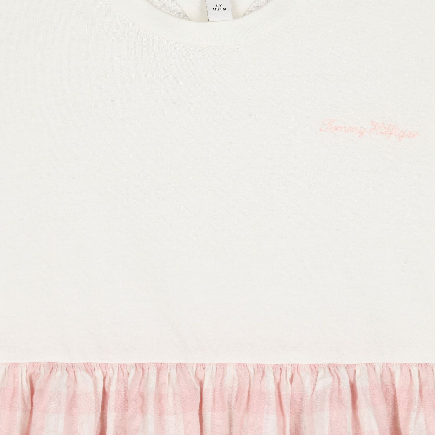 Girls Ivory & Pink Logo Dress, 1, hi-res