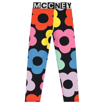 Girls Black Floral Leggings