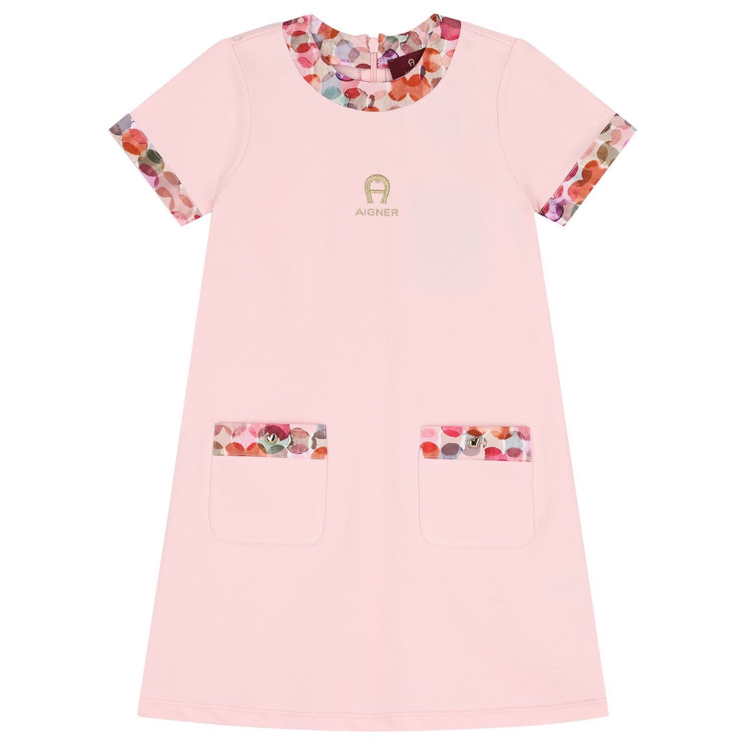 Girls Pink Logo Dress, 2, hi-res