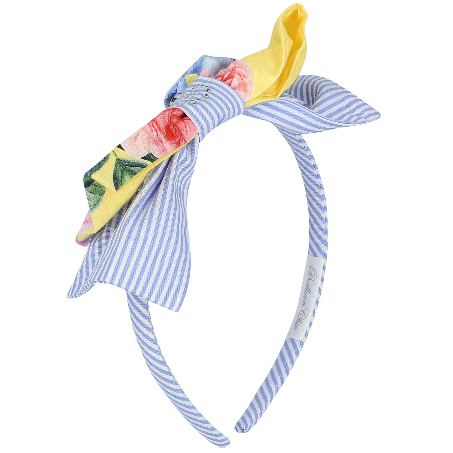 Girls Blue & White Striped Headband, 1, hi-res