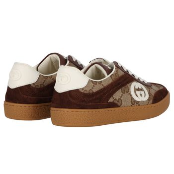 Beige GG logo Canvas Trainers