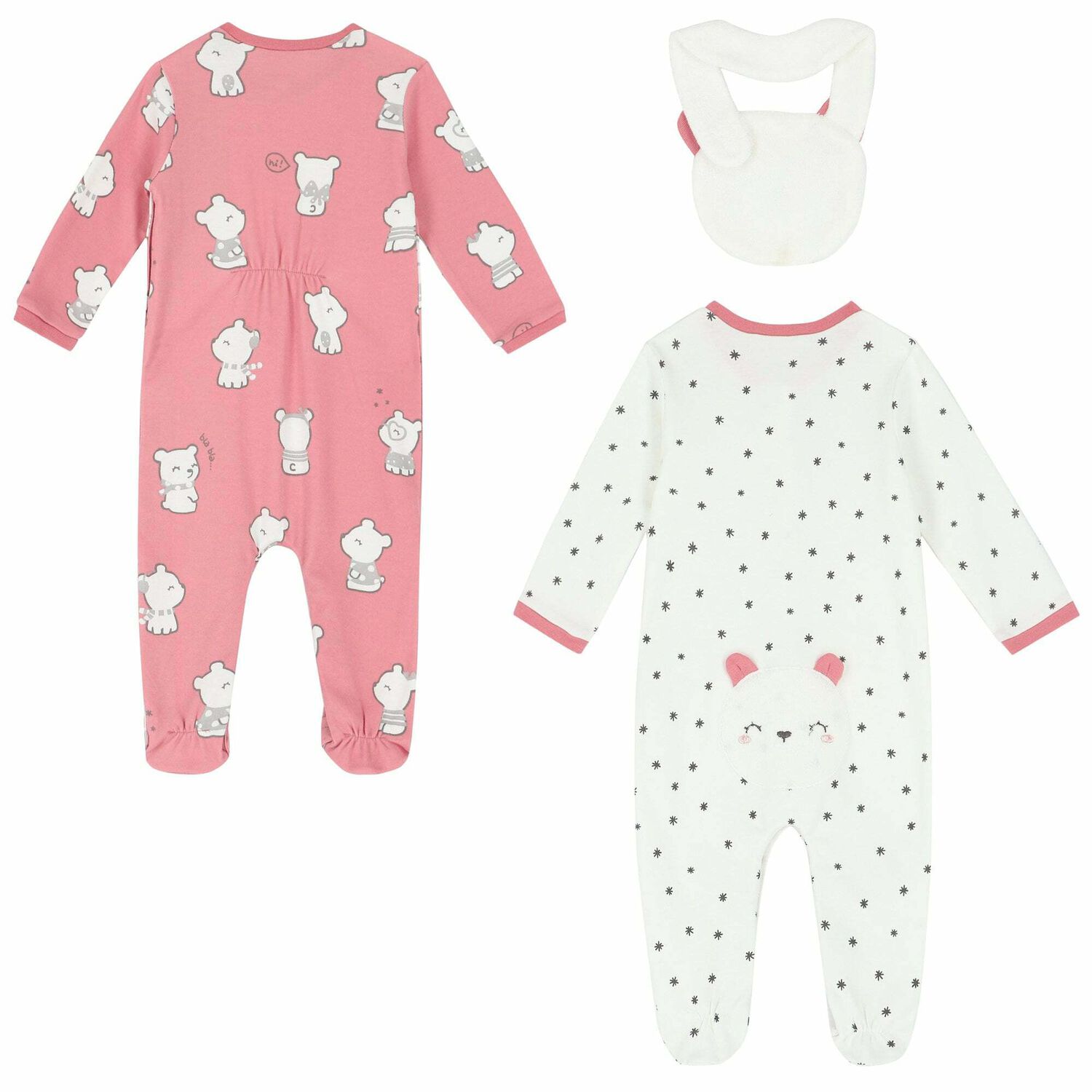 Baby Girls Ivory & Pink Babygrows Set, 1, hi-res image number null