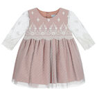 Younger Girls Pink Tulle & Lace Dress, 1, hi-res
