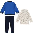 Younger Boys Navy, Ivory & Blue Tracksuit, 1, hi-res