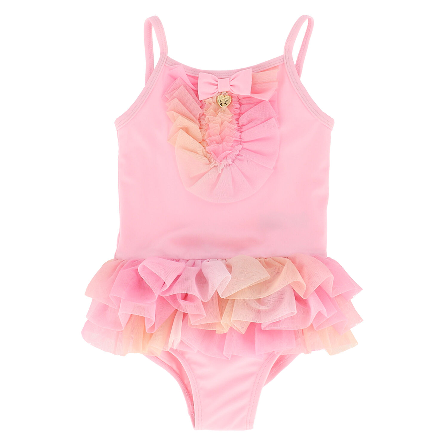 Girls Pink Tulle Swimsuit, 1, hi-res