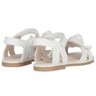 Girls White Logo Flower Sandals , 1, hi-res