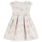 Girls Ivory & Gold Jacquard Dress, 1, hi-res