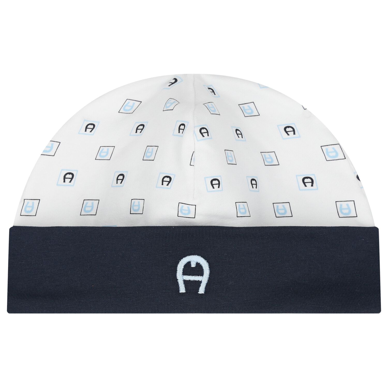 Baby Boys White & Navy Blue Hat, 2, hi-res image number null