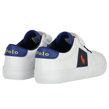 Younger Boys White Logo Trainers