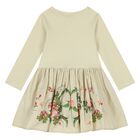Younger Girls Beige Floral Dress, 1, hi-res