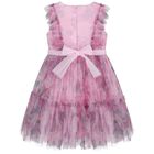 Girls Pink Floral Tulle Dress, 1, hi-res
