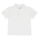 Younger Boys White Logo Polo Shirt, 2, hi-res