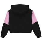 Girls Black Logo Hooded Top, 1, hi-res