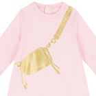 Younger Girls Pink & Gold Logo Bag Dress, 1, hi-res