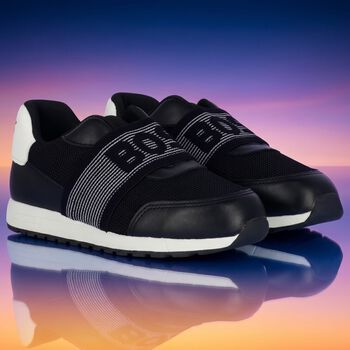 Boys Black Logo Trainers