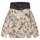 Boys Beige Hooded Top, 1, hi-res