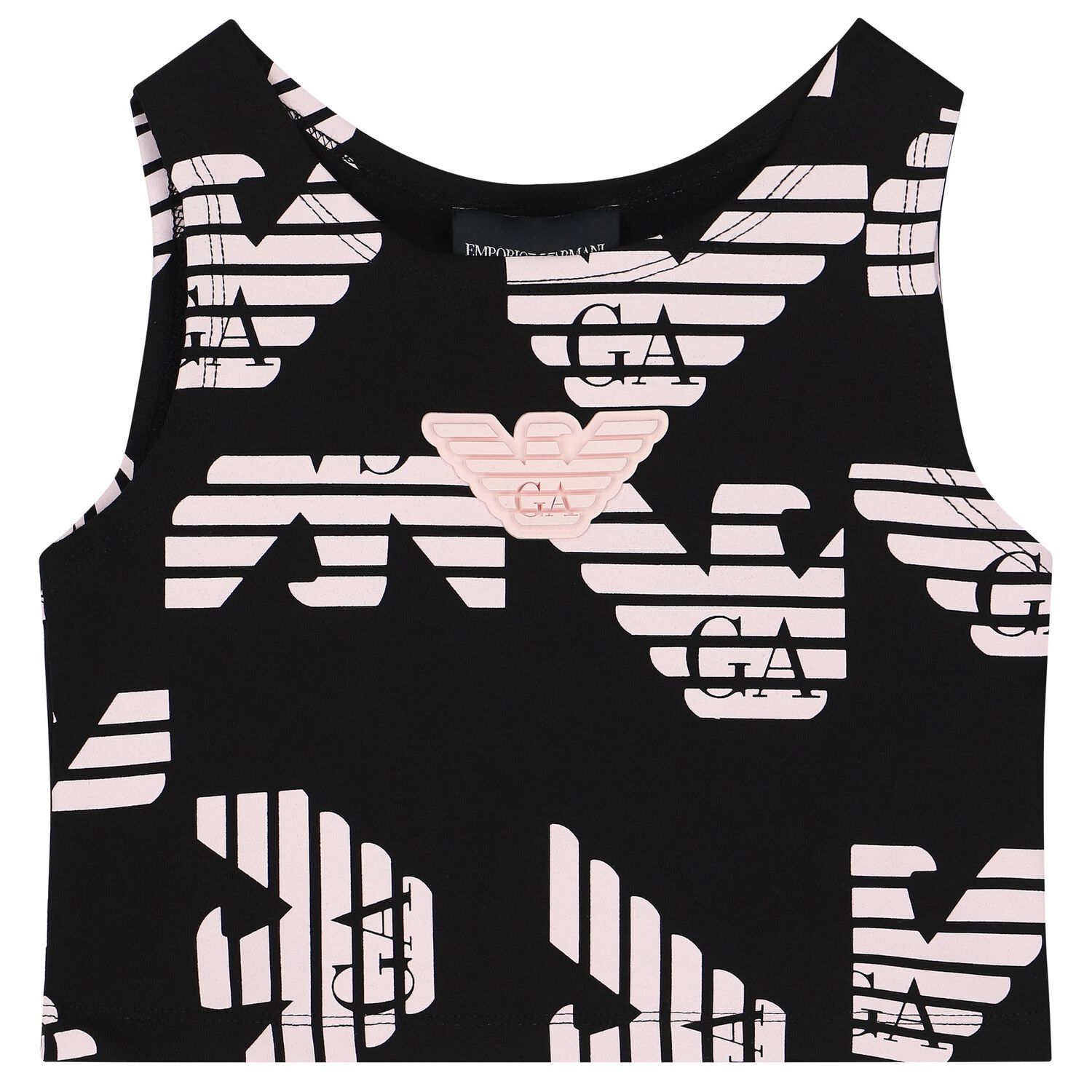Girls Black & Pink Logo Crop Top, 1, hi-res image number null