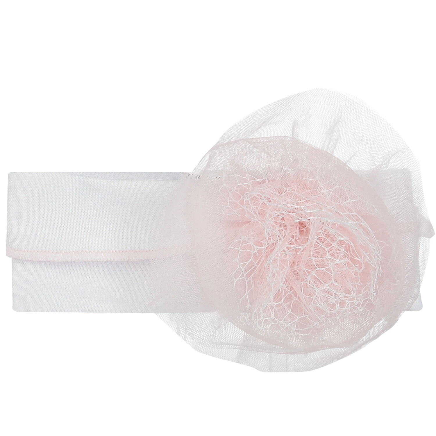 Baby Girls White & Pink Tulle Headband, 1, hi-res