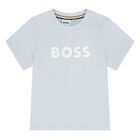 Younger Boys Mini Me Blue Logo T-Shirt, 8, hi-res