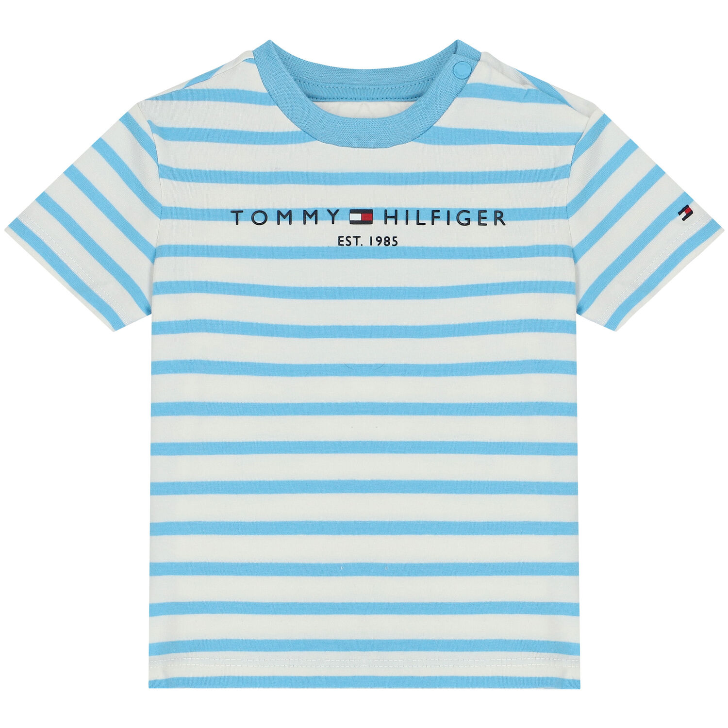 Blue & White Striped Logo Baby Shorts Set, 1, hi-res