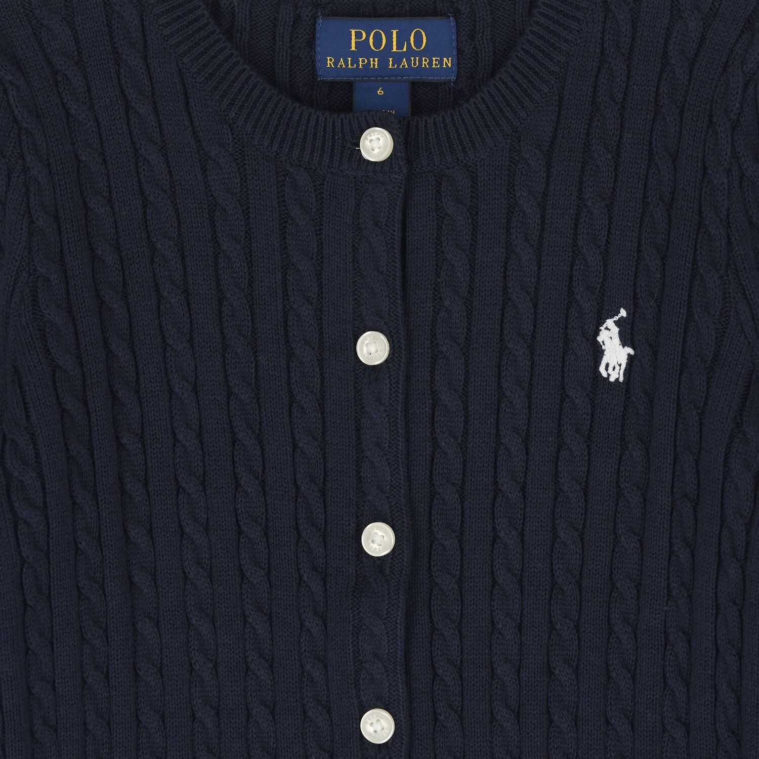 Girls Navy Blue Cable Knit Cardigan, 1, hi-res