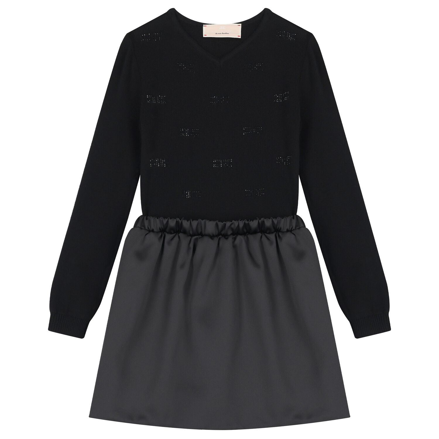 Girls Black Logo Dress, 1, hi-res