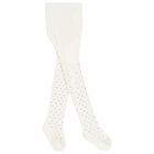 Younger Girls White & Silver Heart Tights, 1, hi-res